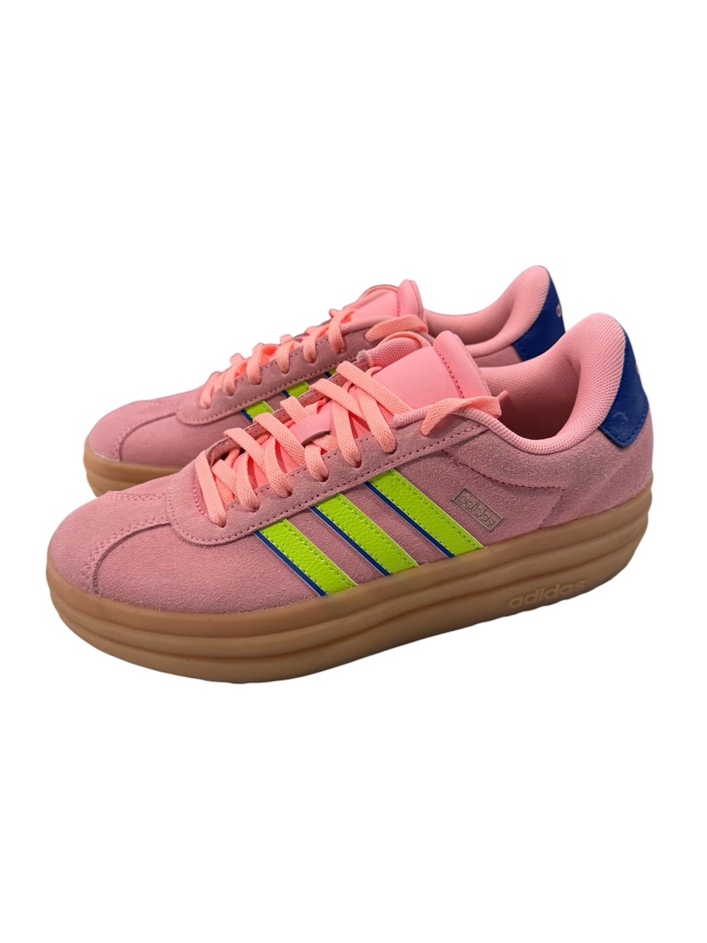 Adidas Women's VL Court Bold Platform Sneaker Pink Lemon Blue Size 5 NIB